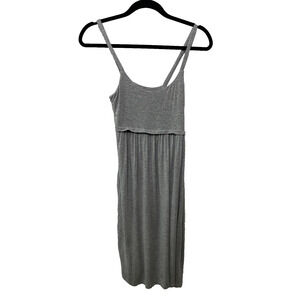 Loft Tank Dress Light Grey Sleeveless Minimalist Sundress Basic Pockets XS Pet‎